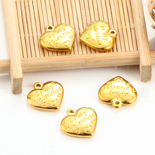 钛钢精抛光爱心吊坠金色饰品配件diy项链手链潮人搭配服饰小挂件