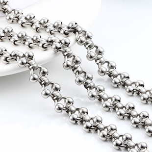 钛钢双珠链手工链条diy项链手链时尚 配链不掉色包链毛衣链搭配件