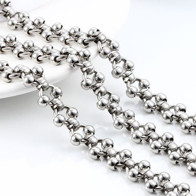 钛钢双珠链时尚手工链DIY项链