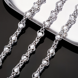 新款 饰材料配链子 钛钢龙骨链内夹珍珠diy饰品手工链条项链手链装