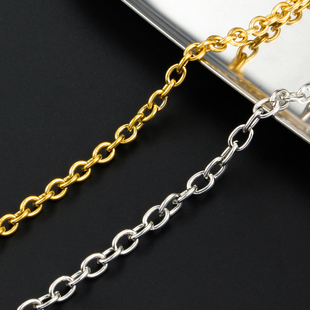 钛钢圆O十字链金色饰品链条diy项链手链创意时尚 手工配饰保色链子