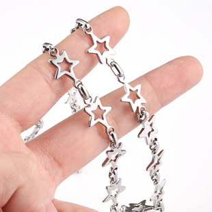 钛钢星星链手工包带斜跨配链DIY项链手链配件时尚不掉色金属链条