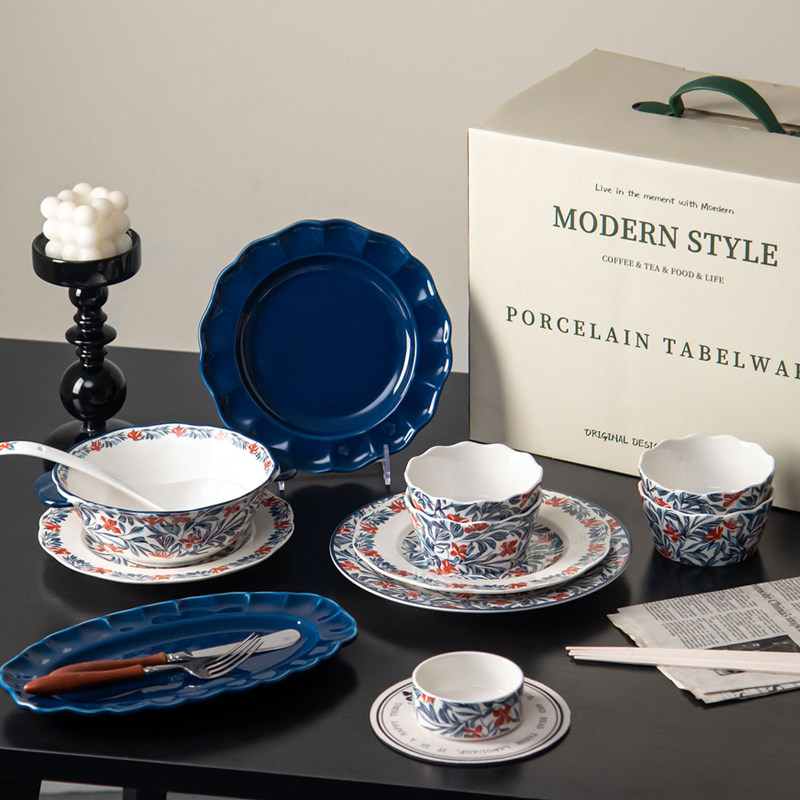 派一摩登家中式陶瓷餐具套装礼盒家用菜盘饭碗大容量汤碗带勺乔迁,餐饮具,碗,淘宝优惠券,粉丝福利购,淘宝优惠卷