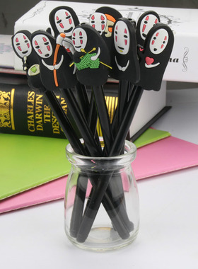 宫崎骏动漫无脸男中性笔 黑色针管笔 黑桑椹滴胶加工墨鱼骨