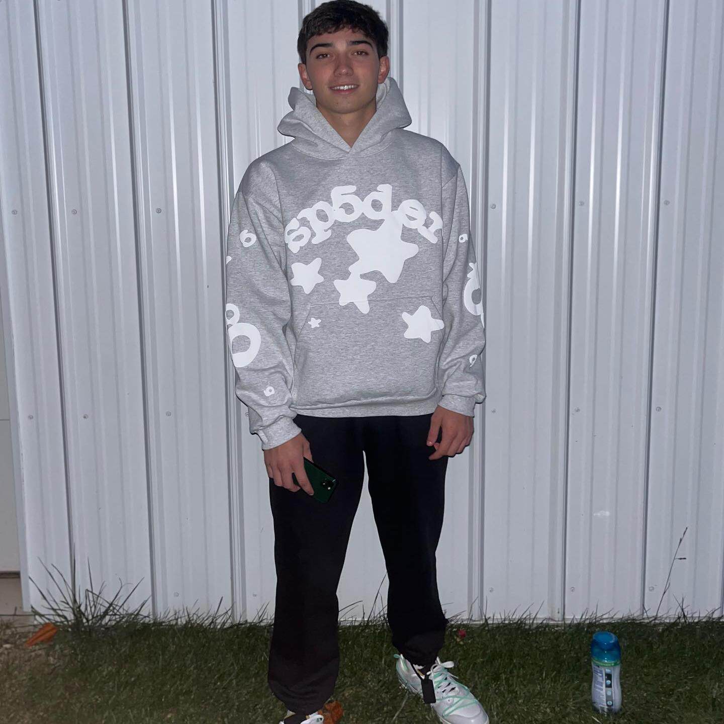 美式sp5der潮牌加绒连帽衫55555星星发泡印花宽松卫衣男女同款