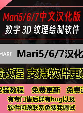 Mari5/6/7中文汉化版送软件使用教程支持软件更新3D纹理绘制软件