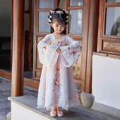 儿童古装 汉服女童秋装 超仙连衣裙中国风公主裙小女孩襦裙 玄鸟