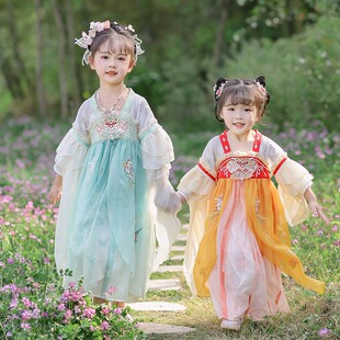 汉服女童夏季连衣裙小女孩短袖中国风改良齐胸襦裙儿童超仙广袖裙