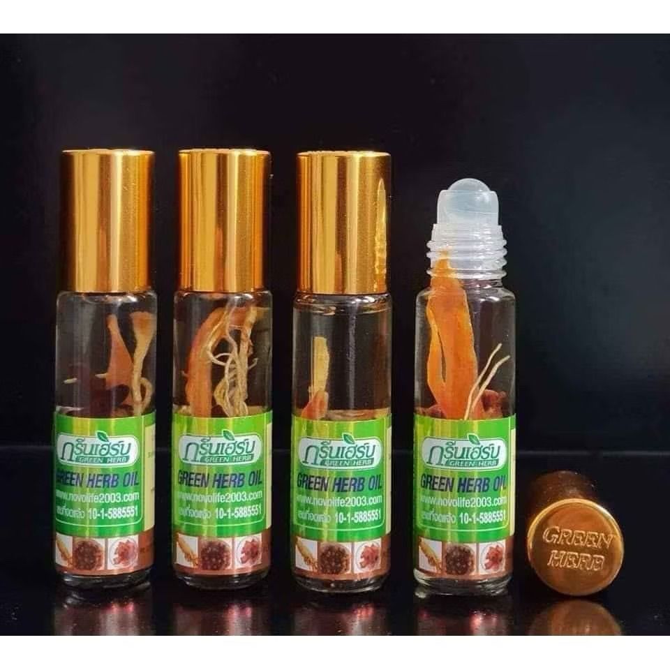 泰国GreenHerb人参走珠清凉油驱蚊止痒滚珠提神醒脑晕车正品8ml