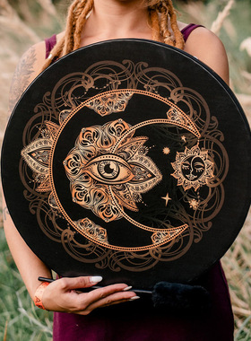 25*5cm眼睛鼓VEGAN SHAMAN DRUM节日装饰品马赛克鼓敲打鼓礼物