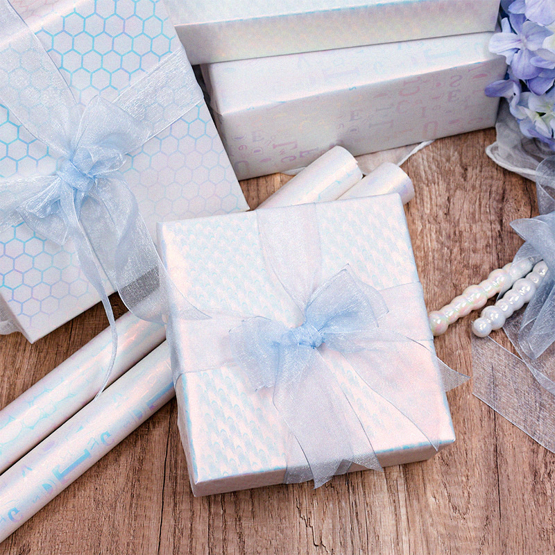 3米10米/卷43cm宽蓝闪质感包装纸