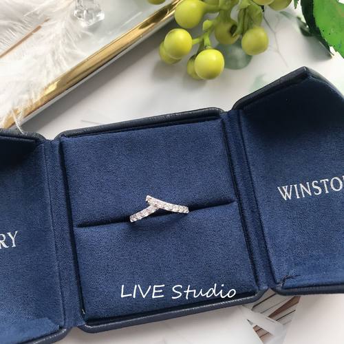 经典简约纯银镶钻hw戒指