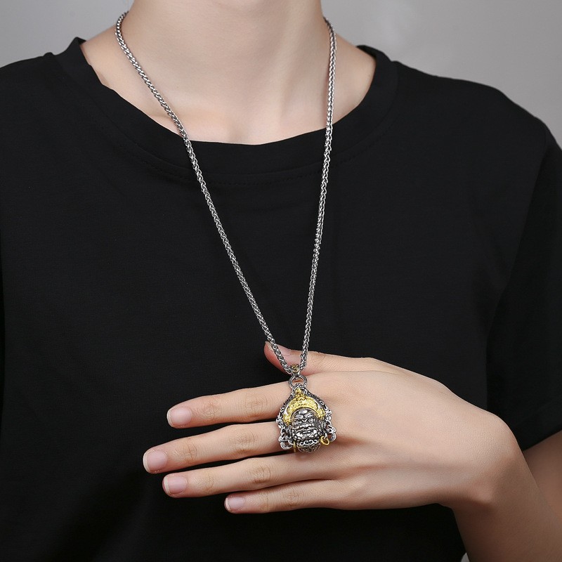 镀泰银黄财神项链男女款