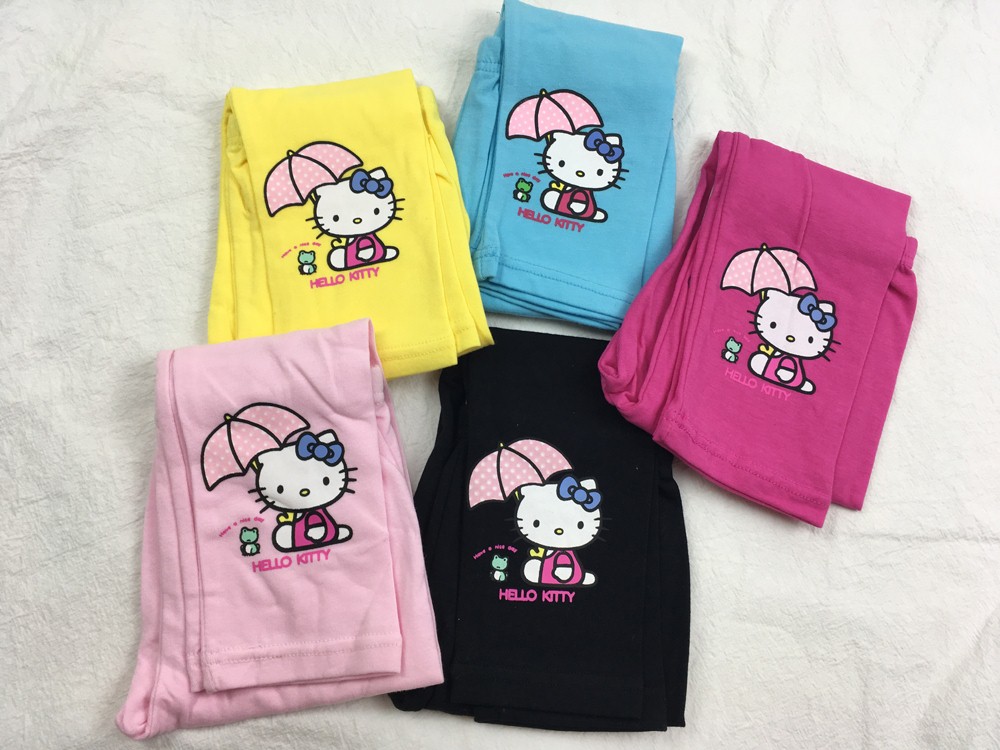 双十一外贸尾货hellokitty女童装糖果色春夏打底裤纯棉薄长裤防蚊