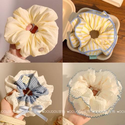 法式芭蕾蕾丝双层大肠发圈甜美