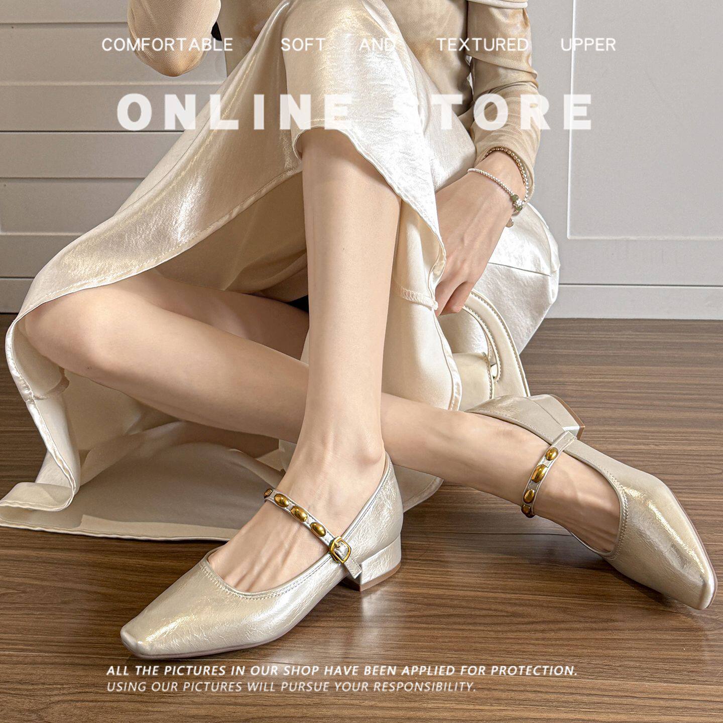 复古浅口玛丽珍女鞋2026新款夏季粗跟高跟鞋方头小香风配裙子单鞋