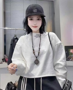 欧洲站2026秋季新款领子图案卫衣女时尚洋气百搭长袖圆领套头上衣