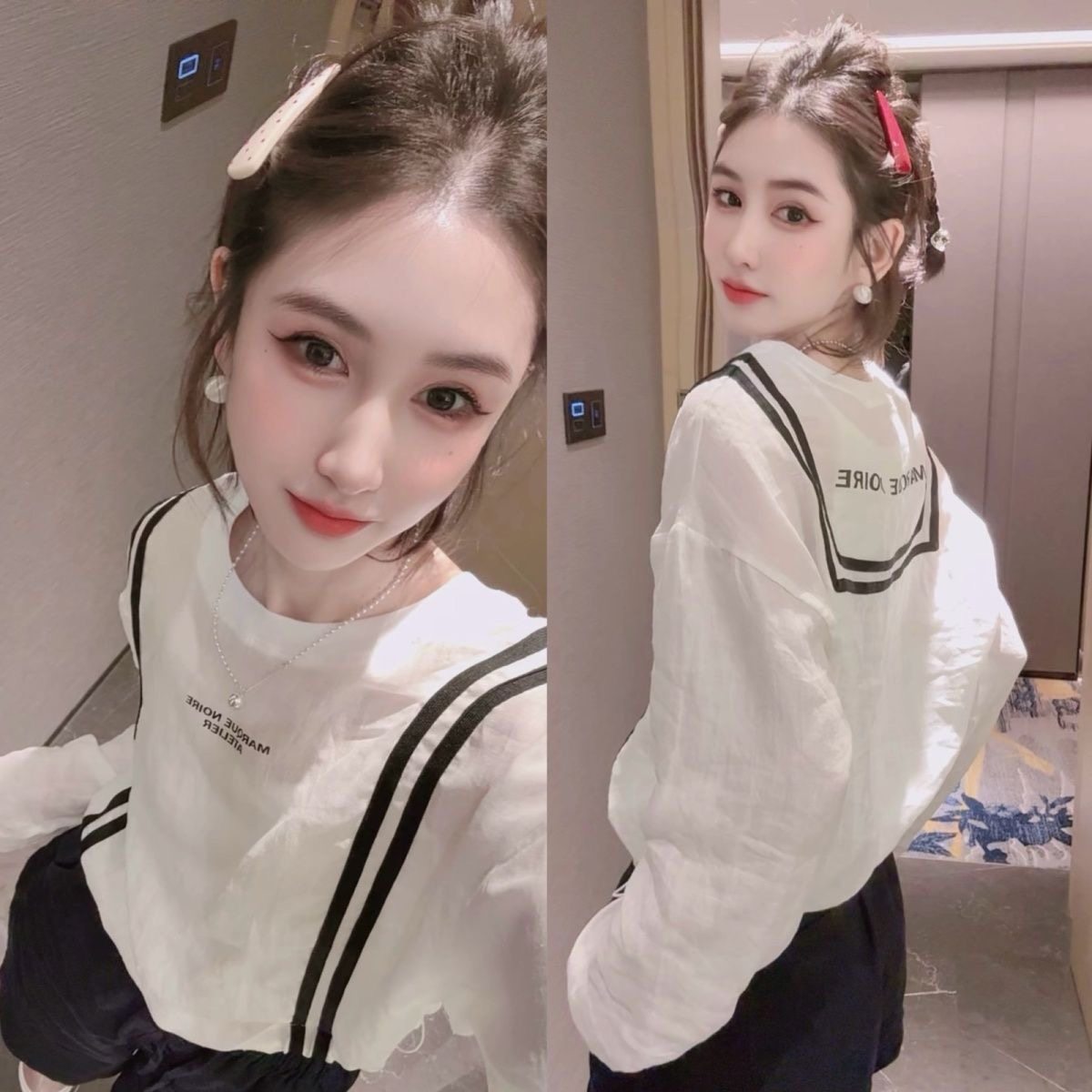 欧洲站2025夏季新款前后字母图案印花长袖t恤女时尚洋气百搭上衣