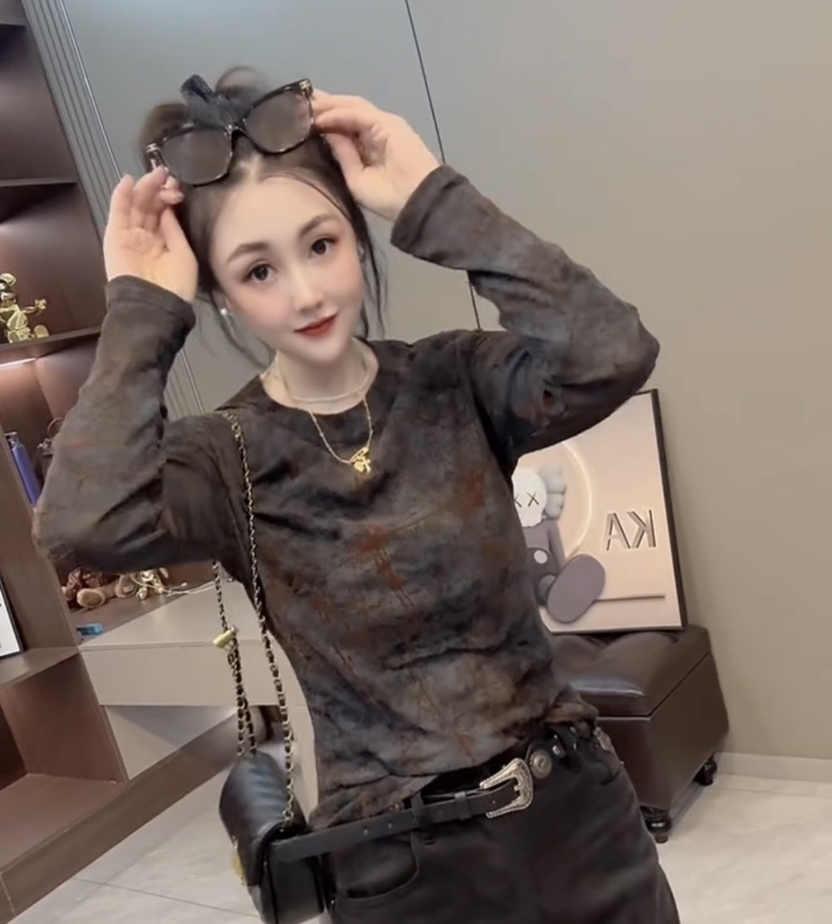 欧洲站2025秋季新款晕染长袖打底衫女时尚洋气百搭长袖套头上衣潮