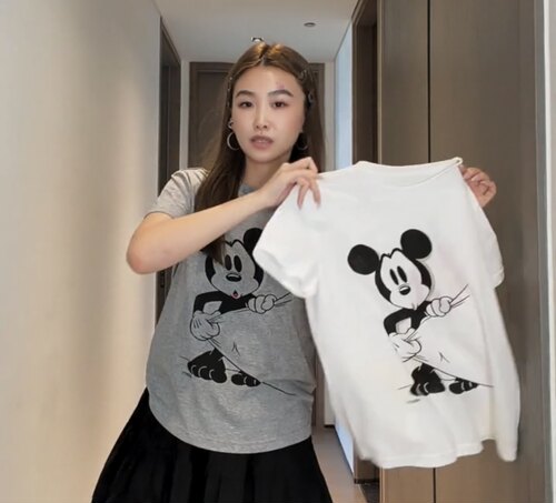欧洲站2026夏季新款前后卡通印花短袖t恤女时尚洋气百搭套头上衣