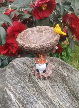 新款庭院动物喂鸟器小鸟喂食器洗浴器摆件花园园艺树脂摆件