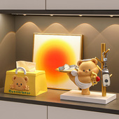 入户玄关摆件可爱奶油风熊钥匙收纳鞋 柜置物架家居创意装 饰品