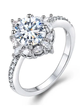 ebay欧美热卖圆形超闪大钻石戒指经典气质钻戒饰品p一件