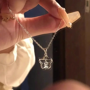 短款 星星項鏈新款 韓版 時尚 鋯石鎖骨鏈百搭流蘇吊墜女 輕奢小眾時尚