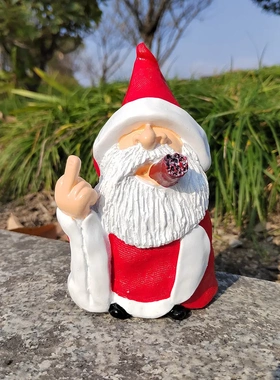 新品红衣美式侏儒老人树脂工艺品小矮人雕像花园摆件圣诞装饰