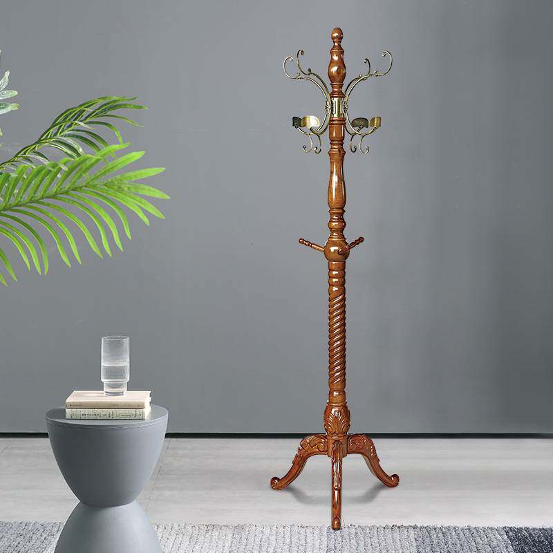 欧式实木衣帽架落地家用挂包架单杆式衣架简约现代卧室挂衣服架子