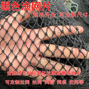 聚乙烯杨子黑色有结渔网片定制拉网箱网隔断网袋鱼塘养鸡鸭围网