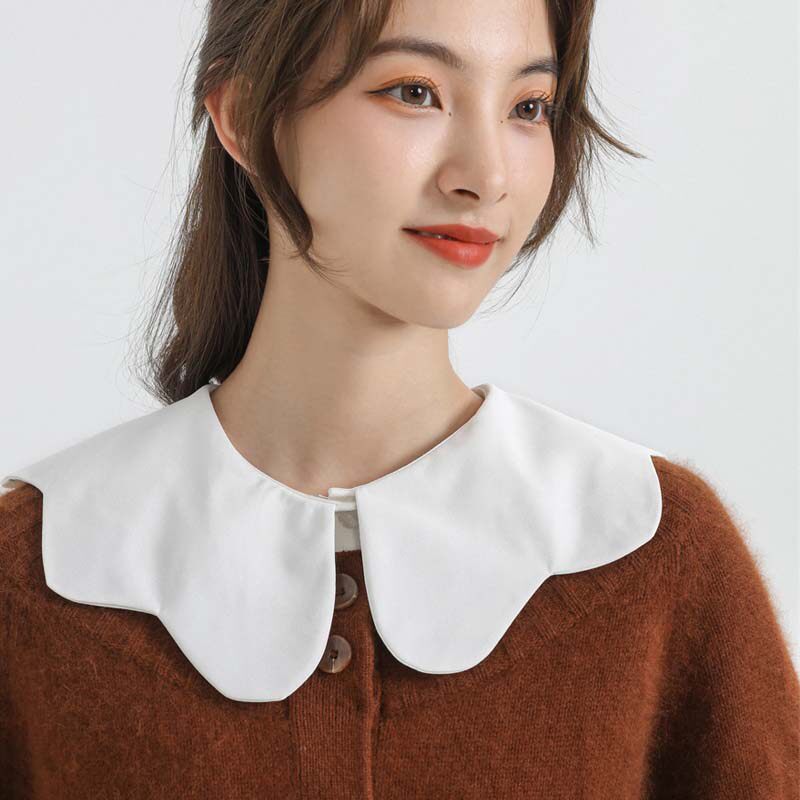 半身领白色女波浪圆领娃娃领假领子女韩版雪纺可爱百搭毛衣卫衣