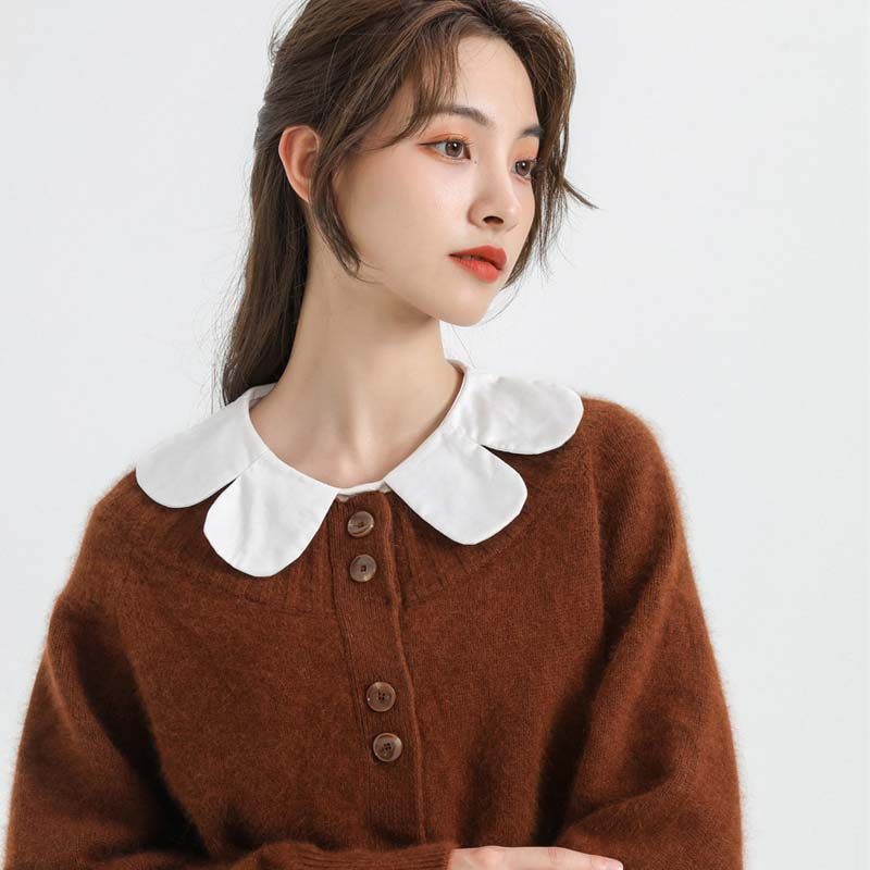 春秋冬季花瓣圆领可爱女百搭内搭