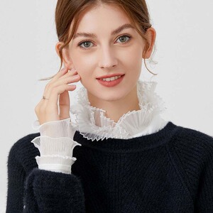 假领子一套百搭毛衣卫衣荷叶边女