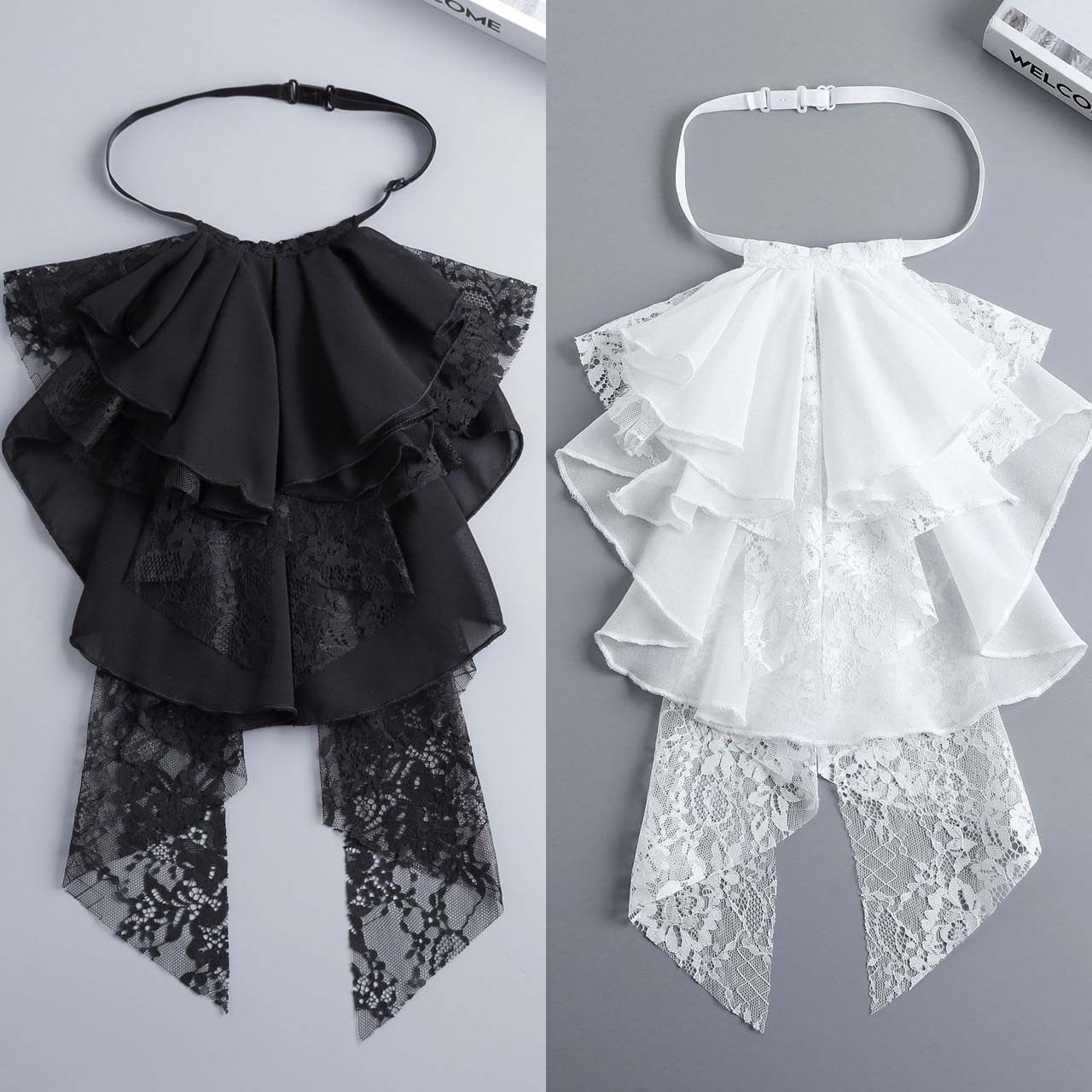 假领子白色宫廷领结领花百搭女款复古暗黑系外搭蕾丝脖套围脖装扮