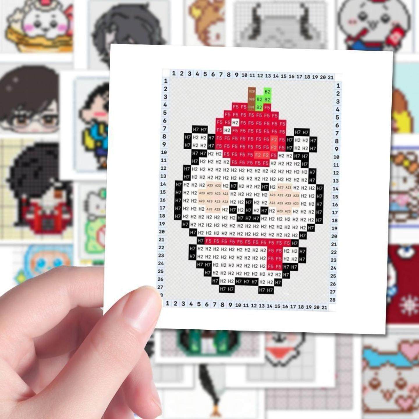 240张趣味动漫人物拼豆图纸贴纸创意可爱个性装饰笔记本水杯,文具电教/文化用品/商务用品,贴纸/立体贴纸,淘宝优惠券,粉丝福利购,淘宝优惠卷