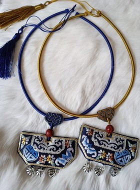 晨辉手创S925银莲蓬个性民族风可调节项圈福在眼前如意锁