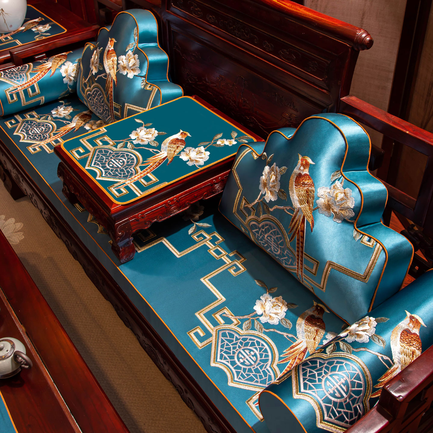 新中式沙发垫子四季通用防滑沙发坐垫子客厅茶几垫子沙发套罩