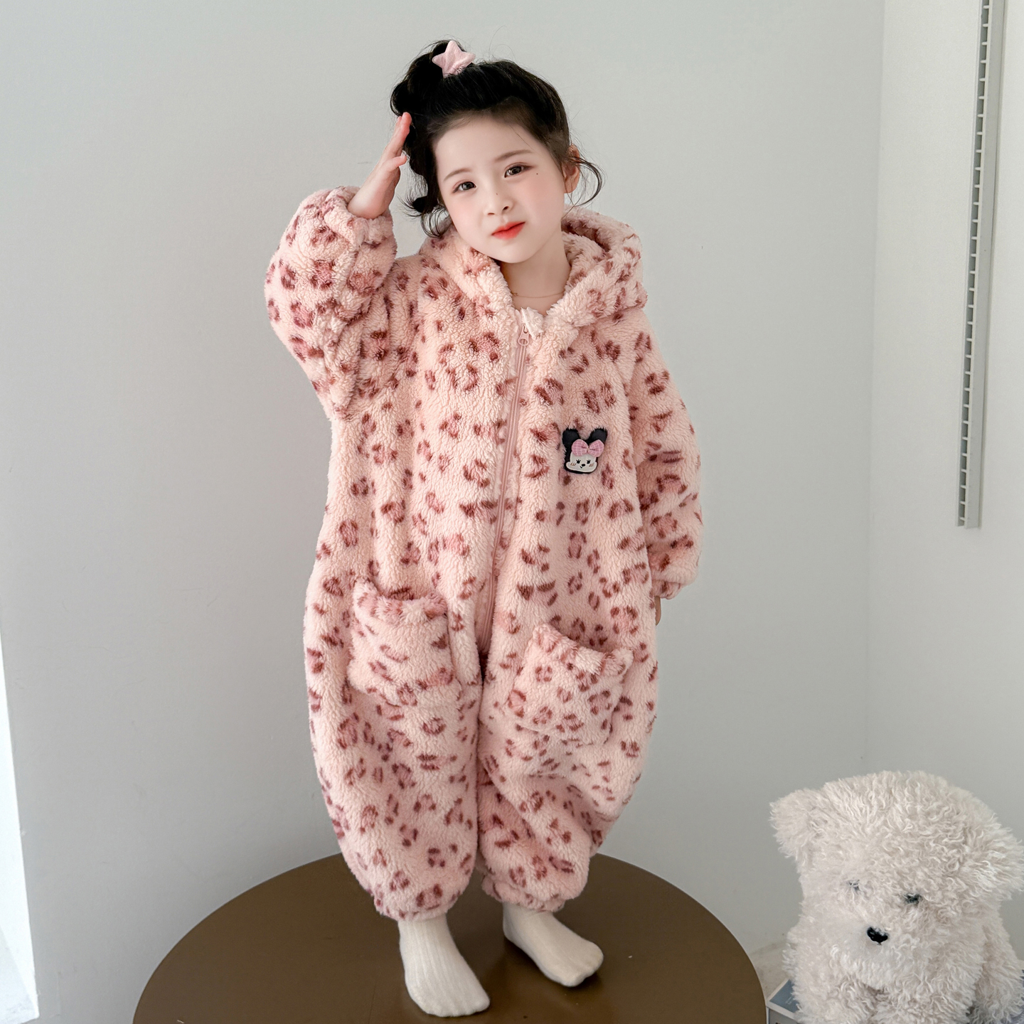 儿童连帽家居服冬季女宝宝睡袋