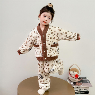 可爱豹纹家居服套装2025新款