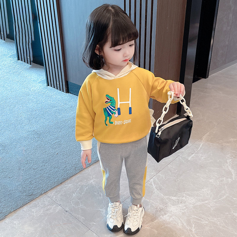 女童套装春秋新款儿童洋气运动卫衣两件套时髦女宝宝纯棉春季春装