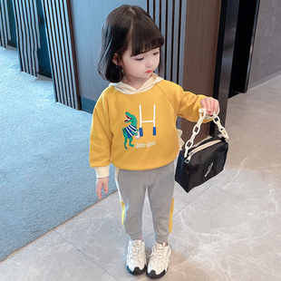 女童套装春秋新款儿童洋气运动卫衣两件套时髦女宝宝纯棉春季春装