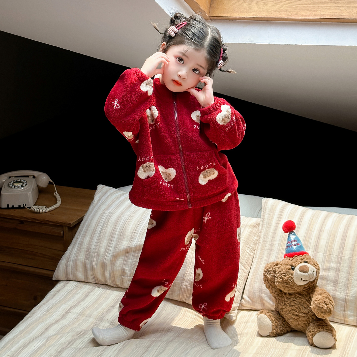 衫宝宝加绒冬季家居服套装