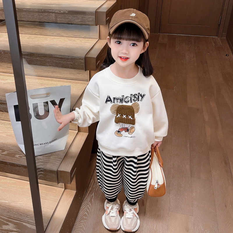 女童春款休闲条纹裤卫衣套装洋气宝宝衣服儿童春秋装运动两件套潮图片