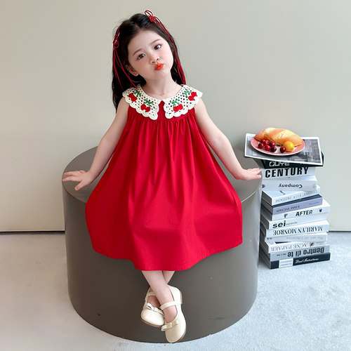 女童超好看连衣裙夏季2026新款儿童薄款裙子女宝宝夏装红色公主裙