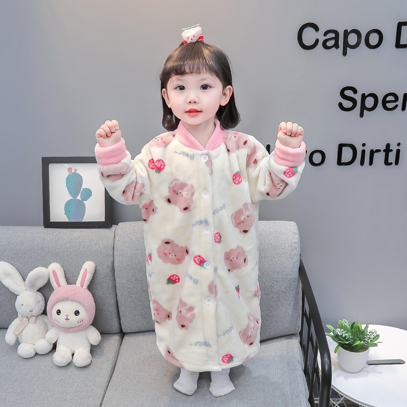 家居服舒适睡袍法兰绒卡通