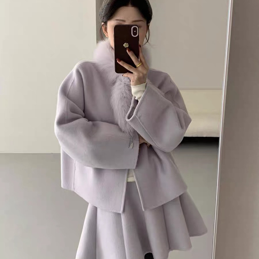 依嘟-高级感两件套套装(配毛领狐狸毛真毛可拆卸)（含70羊毛）661