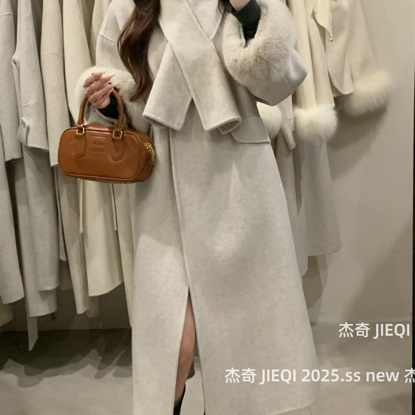 JIEQI杰奇-羊毛外套(配可拆卸真狐狸毛袖毛+围巾)（含100羊毛）16,女装/女士精品,羽绒服,淘宝优惠券,粉丝福利购,淘宝优惠卷