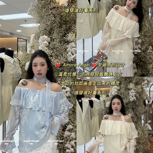 辛迪.AmoreAngel-式浪漫清冷仙女温柔纯欲一字肩小衫(配腰绳)A001