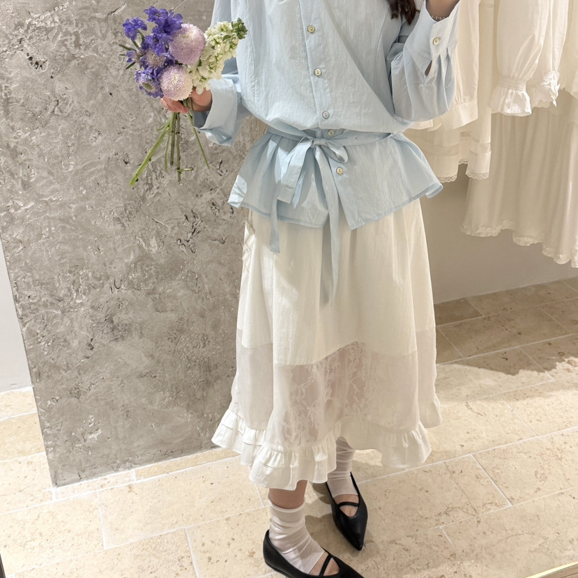 奥瑾-26年春款清新圆领长袖小衫(配腰带)58063